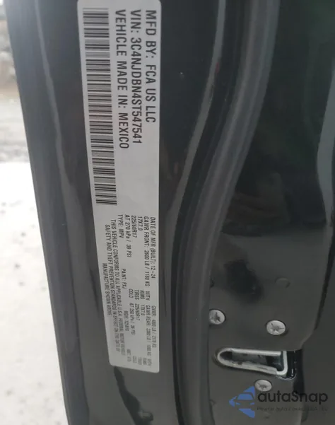 2025 Jeep Compass Latitude из США, поврежденный, VIN 3C4NJDBN4ST547541